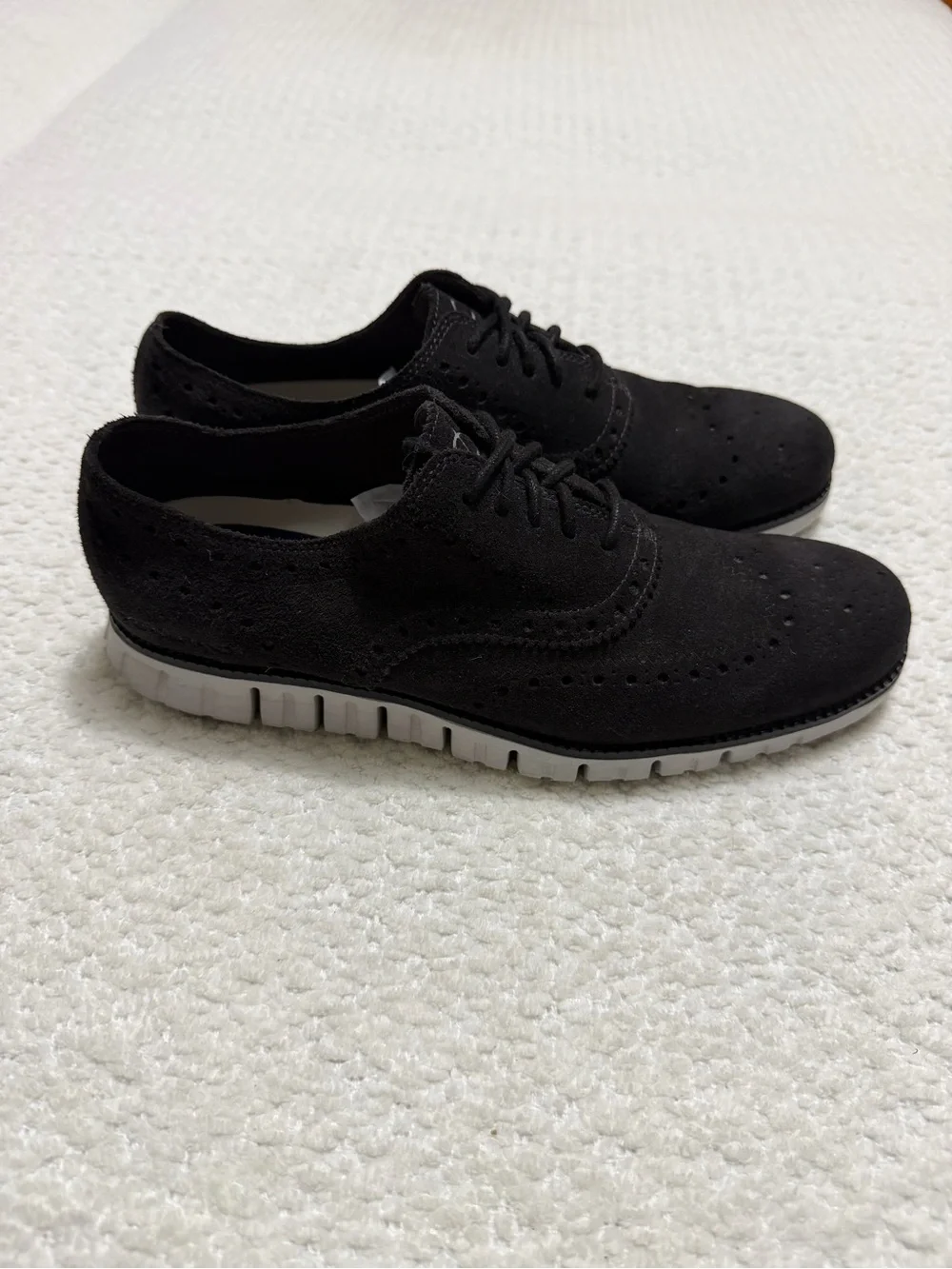 Cole Haan ZERØGRAND Wingtip Oxford Midnight Grey Suede Men’s Size 9.5